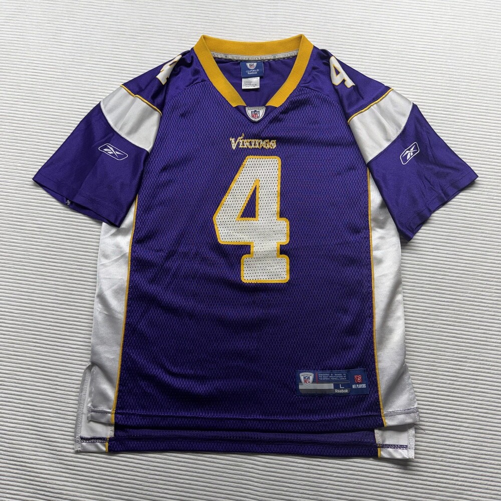 Minnesota Vikings Football Jersey Boys Large Purple NFL Reebok Brett Favre 4